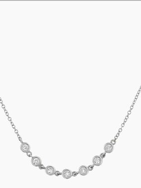 New BabyGold White Gold Diamond Bezel Station Necklace 16-18 adjustable